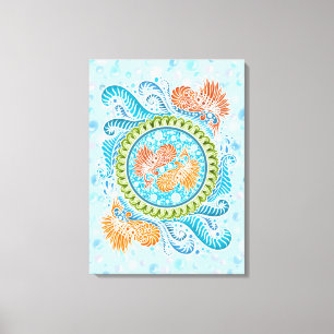 Toile Tropical Koi Mandala   Art Zen Océan Vibrant