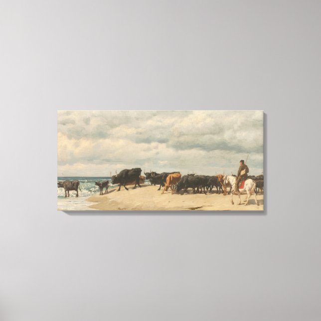 Toile Troupeau de bétail près de la mer (par Eugène Burn (Recto)