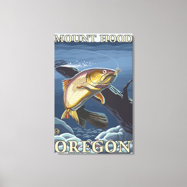 Toile Trout Fishing Cross-Section - Mount Hood, (Recto)