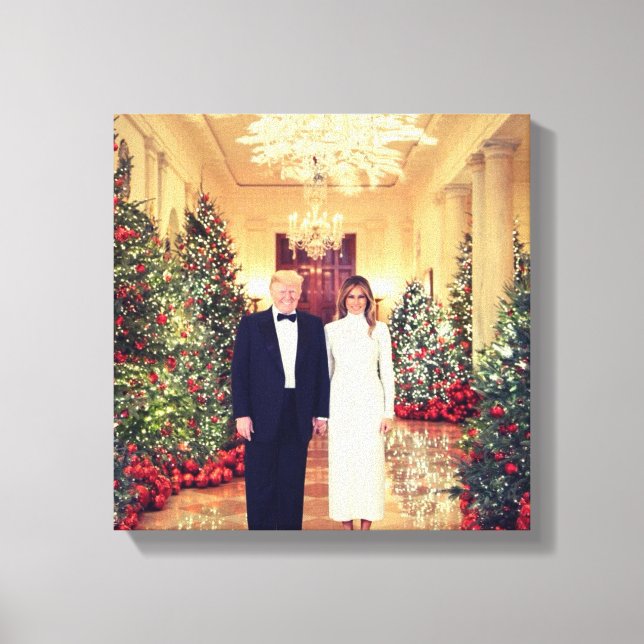 Toile Trump Président des États-Unis Noël à la Maison Bl (Recto)