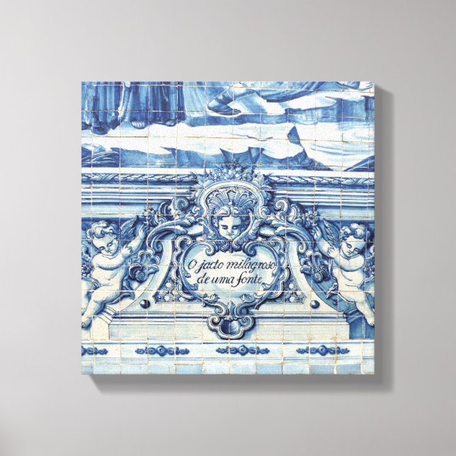 Toile Tuiles murales portugaises bleues et blanches avec (Recto)