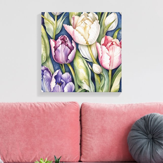 Toile Tulipe géante violette et rose (Insitu(Salon))