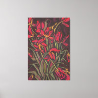 Tulipes mourantes Fleurs rouges État de la peintur