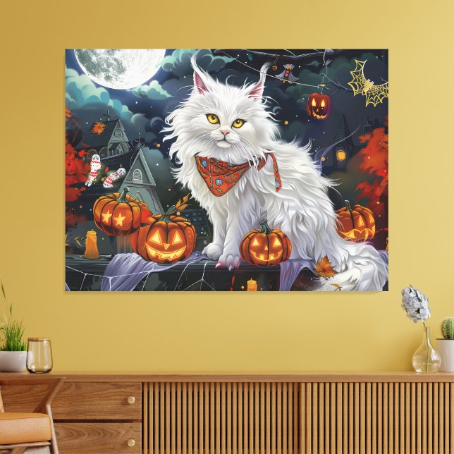 Toile Turc Angora Chat Halloween Éffrayant (Insitu(Salon))