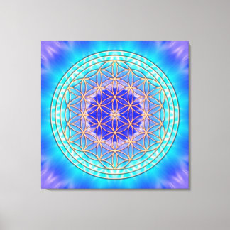 Toile turquoise mandala witla flower of life
