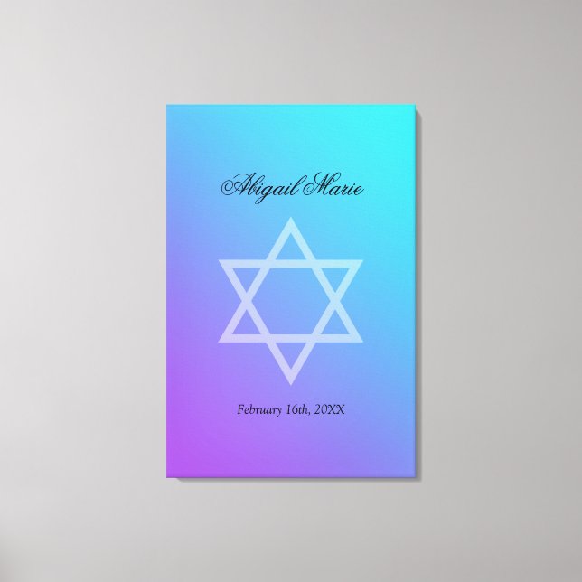 Toile Turquoise Purple Star de David Bat mitzvah Connexi (Recto)