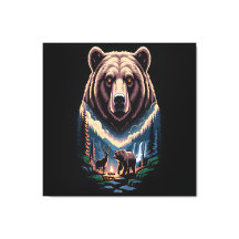 Two bears in the forest dark