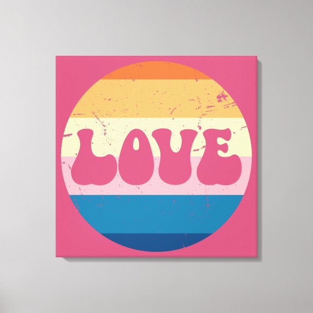 Toile Typographie d'amour rétro sur Arrière - plan Sunse (Recto)