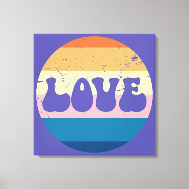 Toile Typographie d'amour rétro sur Arrière - plan Sunse (Recto)
