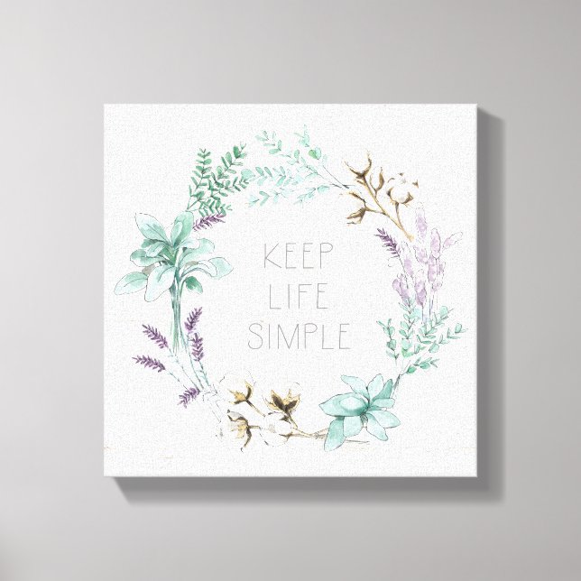 Toile Typographie du coton - Garder la vie simple (Recto)