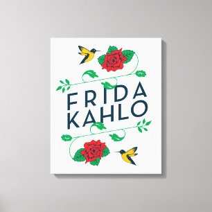 Toile Typographie florale de Frida Kahlo