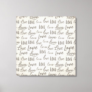 Toile Typographie moderne "Amour" sur Parchemin,