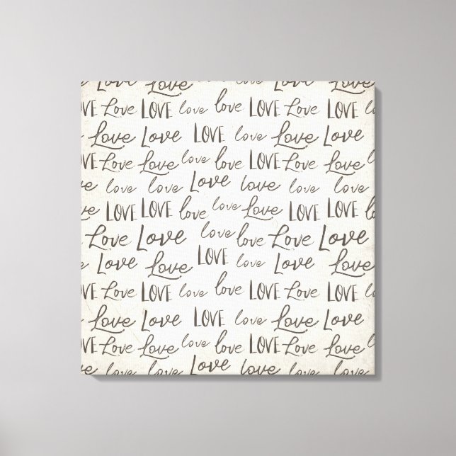 Toile Typographie moderne "Amour" sur Parchemin, (Recto)