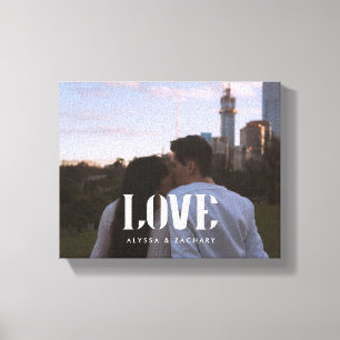 Toile Typographie moderne en gras, photo de couple perso