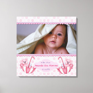 Toile Umbrella Teddy Bear Polka Baby Canvas Imprimer