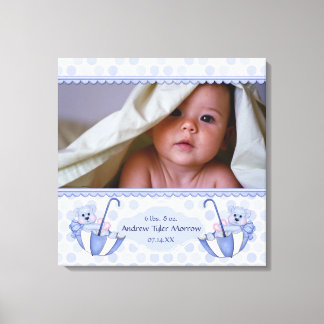 Toile Umbrella Teddy Bear Polka Baby Canvas Imprimer