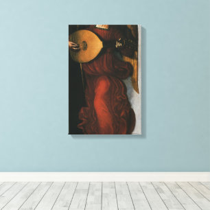 Toile Un ange en rouge avec un luth de Léonard de Vinci