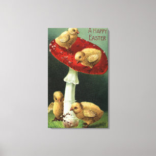 Toile Un bon Pâques sur les champignons rouges