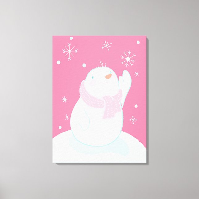 Toile Un bonhomme de neige qui atteint un flocon de neig (Recto)