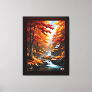 Toile Un Cabine dans Bois d'automne AI Concept Art par X