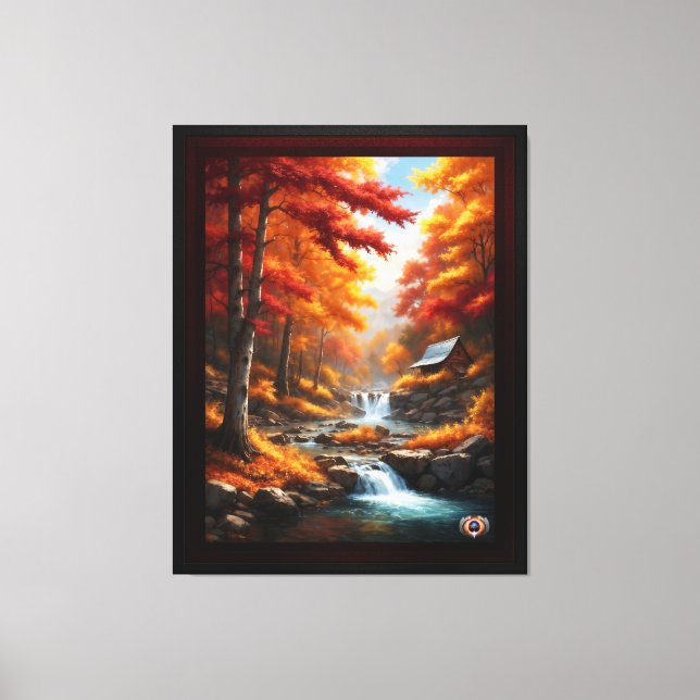 Toile Un Cabine dans Bois d'automne AI Concept Art par X (Recto)