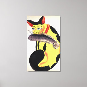 Toile Un chat avec un poisson dans la bouche, du Rudyard