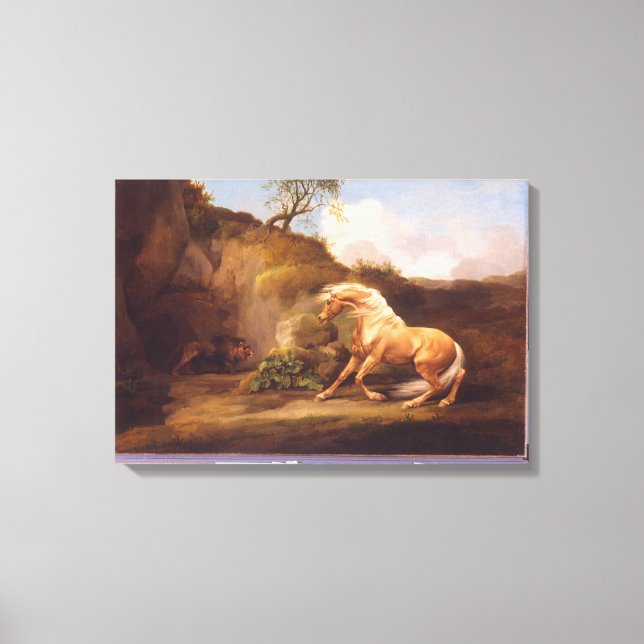 Toile Un cheval effrayé par un lion, vers 1790-5 (huile  (Recto)