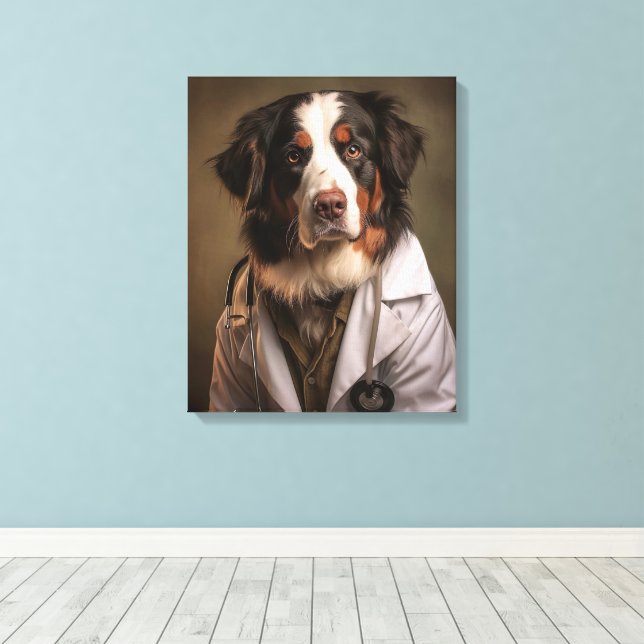 Toile Un chien mignon qui travaille comme médecin (Insitu (Plancher de Bois))