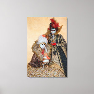 Toile Un couple en costume de carnaval à Venise