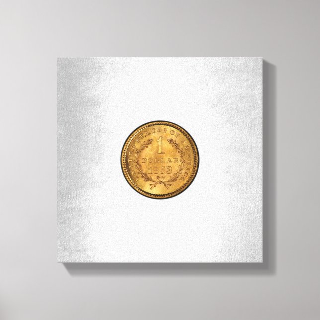 Toile Un dollar d'or 1853 pièce Arrière - plan en argent (Recto)