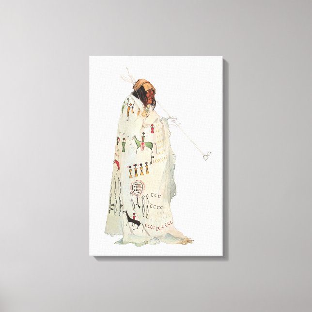 Toile Un guerrier indien avec portrait de tuyau par Karl (Recto)