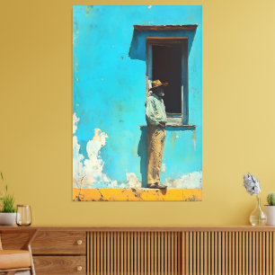 Toile Un homme à l'ombre - Une scène cubaine rustique