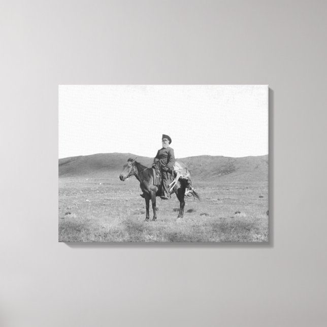 Toile Un homme en cheval avec une antilope tuée Photo (Recto)