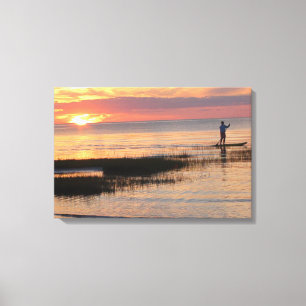 Toile Un homme sur le Water Board au coucher du soleil s