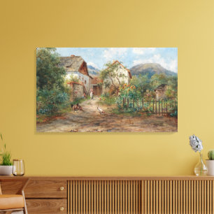 Toile Un jardin rustique en fleurs à la campagne