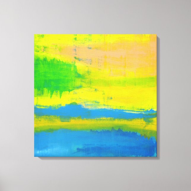 Toile "UN JOUR SOLEIL" Bleu Jaune Art Abstrait Nautique (Recto)