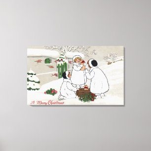 Toile Un joyeux NoëlDes gens tenant des porcelets