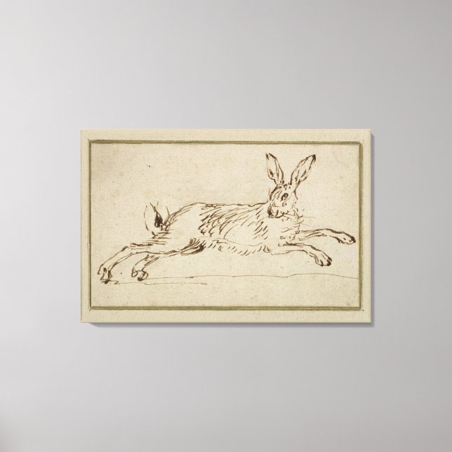 Toile Un Lièvre Coule, Avec Des Oreilles Piquées (Recto)