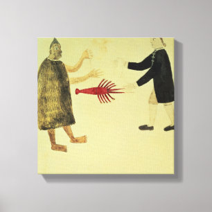 Toile Un maori échangeant une écrevisse