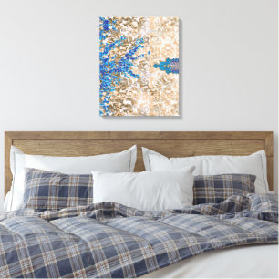 Toile Un motif cachemire orné en bleu et marron, affiche