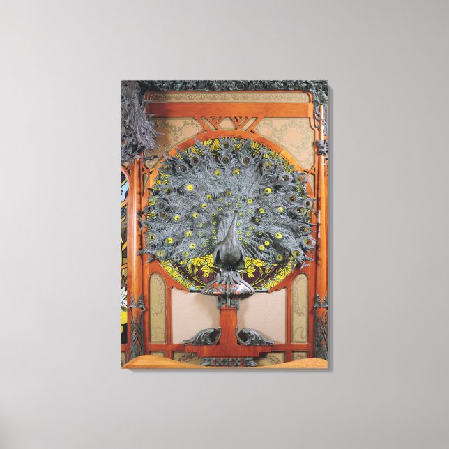 Toile Un paon du panneau central d'une fresque (Recto)