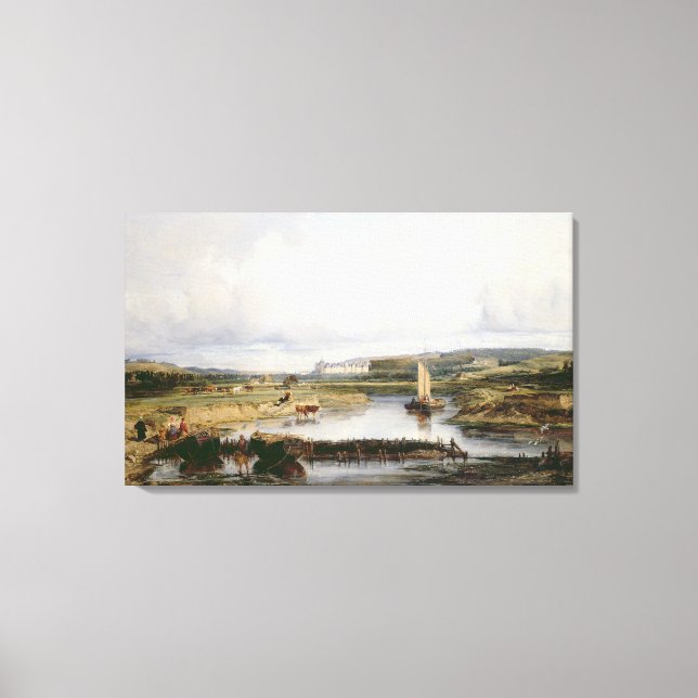 Toile Un paysage fluvial étendu avec vue sur la rivière  (Recto)