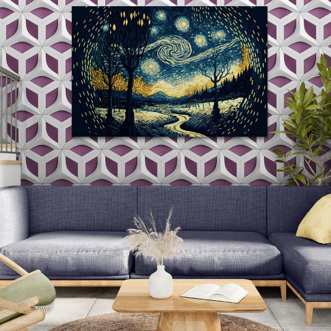 Toile Un paysage nocturne inspiré de Van Gogh - (Créateur téléchargé)