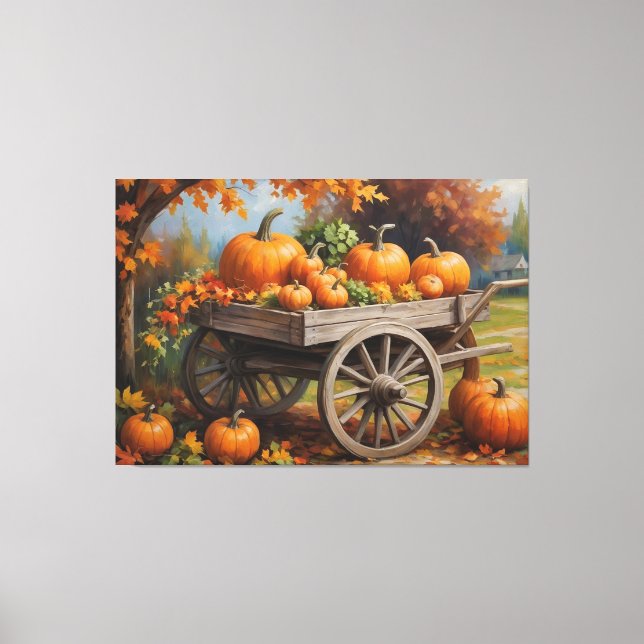 Toile un tableau de citrouilles sur un chariot (Recto)