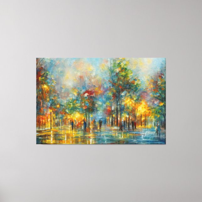 Toile un tableau de personnes marchant dans un parc (Recto)