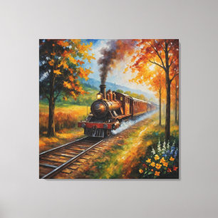 Toile un tableau d'un train sur les rails