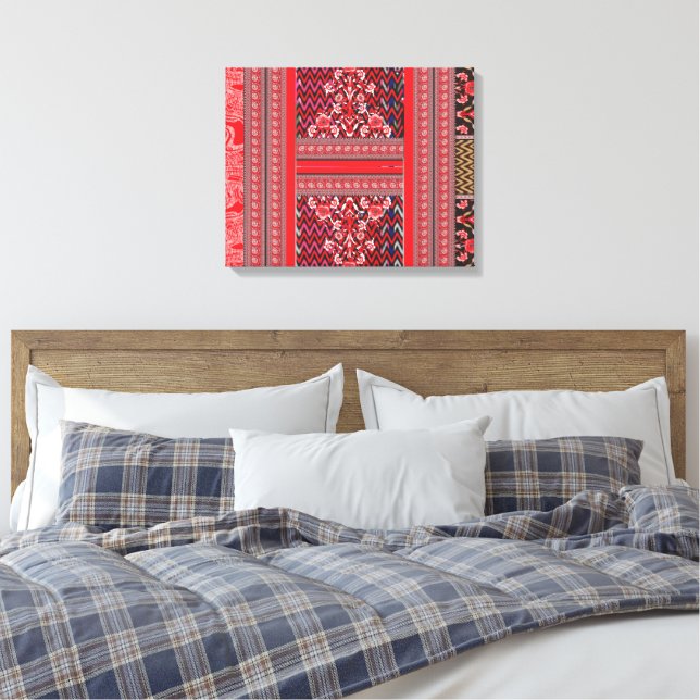 Toile un tableau rouge et noir au coeur rouge (Insitu(Chambre))