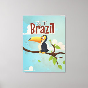 Toile Un vol Vintage vers le Brésil Toucan Travel Poste