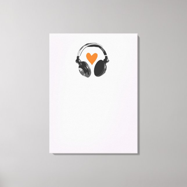 Toile Une bulle de pensée avec coeur et casque (Recto)
