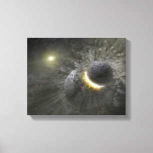 Toile Une collision entre les objets massifs dans